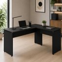 Ver imagem 1 de Mesa Escrivaninha em L 135cm x 150cm Pés Painel F5 Office Cor:Preto