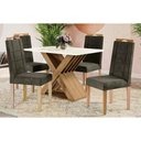 Ver imagem 1 de Conjunto: Mesa de Cozinha Graviola Tampo Madeirado C/ Vidro 80x120cm e 4 Cadeiras 2cad150 Nogueira/