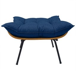 Poltrona Costela com Puff em Linho ou Veludo - Élpis Móveis - Linho Azul - 8
