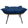 Poltrona Costela com Puff em Linho ou Veludo - Élpis Móveis - Linho Azul - 8