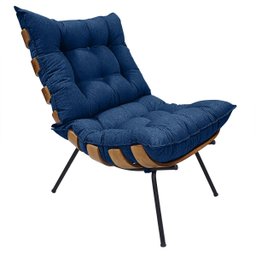Poltrona Costela com Puff em Linho ou Veludo - Élpis Móveis - Linho Azul - 2