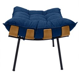 Poltrona Costela com Puff em Linho ou Veludo - Élpis Móveis - Linho Azul - 7