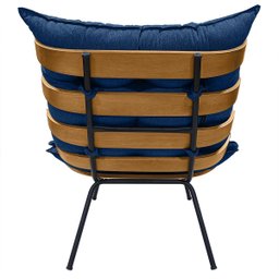 Poltrona Costela com Puff em Linho ou Veludo - Élpis Móveis - Linho Azul - 6