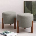 Ver imagem 1 de Kit 2 Puff Banqueta Sala Redondo Pés em Madeira -thor- Cinza