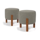 Ver imagem 2 de Kit 2 Puff Banqueta Sala Redondo Pés em Madeira -thor- Cinza