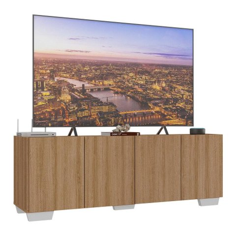 Rack para Tv até 50 Polegadas com 4 Portas Multimóveis Mp1072 Rustic/branco