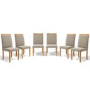 Ver imagem 1 de Kit com 6 Cadeiras Maiara Madeira Maciça Estofadas para Mesa de Jantar Veludo Bege 102