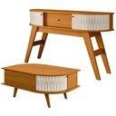 Ver imagem 1 de Kit Aparador para Sala Tamar e Mesa de Centro Orgânica Leda M07 Cinamomo Off White - Lyam Decor