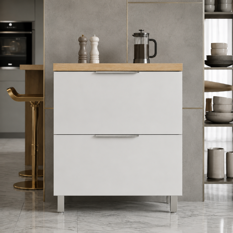 Balcão de Cozinha Marquesa 1 Porta 1 Gaveta MDF Branco/Nature - Nesher