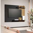 Ver imagem 1 de Painel Mênfis Suspenso para Tv de até 50 Polegadas para Sala - Preto com Ripado