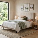 Ver imagem 4 de Cabeceira Carla King para Cama Box Madeira Macica Veludo Bege Claro Click Home
