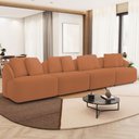Ver imagem 2 de Sofá 5 Lugares para Sala de Estar Living 394cm Arlo F04 Bouclê Terracota Tc-10051 - Lyam Decor