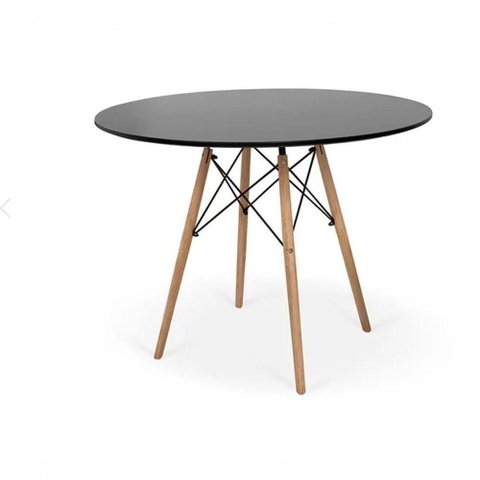 Mesa de Jantar Redonda Eames Eiffel 100cm Preta