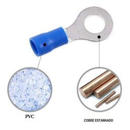 200un Terminal Anel Rv2-5 Azul Pré Isolado 1,5mm - 2,5mm - 8