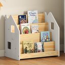 Ver imagem 1 de Livreiro de Chão Madeira 4 Nichos Branco Natural Bruno Idimex