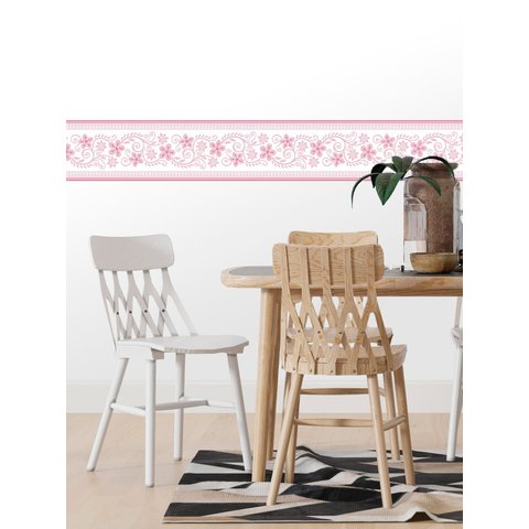 Faixa Decorativa Adesiva (autocolante) - Arabesco Rosa
