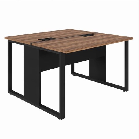 Mesa Plataforma Dupla para Escritório Home Office 120x120cm VRA1214 Cor Sevilha/Preto - Web Office