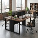 Ver imagem 2 de Mesa Plataforma Dupla para Escritório Home Office 120x120cm VRA1214 Cor Sevilha/Preto - Web Office