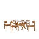 Ver imagem 2 de Conjunto de Mesa de Jantar Tampo 180cm Laqueado Canto Moeda 6 Cadeiras Bellini Off White/Linho Palha/Imbuia Marrom/Cinamomo/Laq
