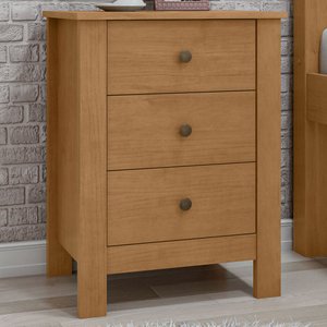 Mesa de Cabeceira Maggiore 3 Gavetas Amêndoa Clean - Móveis Lopas