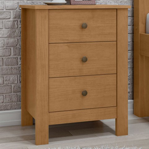 Mesa de Cabeceira Maggiore 3 Gavetas Amêndoa Clean - Móveis Lopas