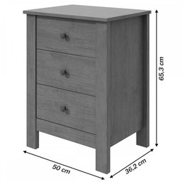 Mesa de Cabeceira Maggiore 3 Gavetas Amêndoa Clean - Móveis Lopas - 3