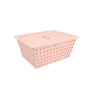 Cesta One Maxi com Tampa 39 X 30 X 16,8 Cm Rosa Blush Coza