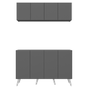 Ver imagem 5 de Conjunto Cantinho do Café Retrô Armário e Aparador 4 Portas Multimóveis Mp1084 Grafite/branco
