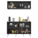 Ver imagem 4 de Conjunto Cantinho do Café Retrô Armário e Aparador 4 Portas Multimóveis Mp1084 Grafite/branco