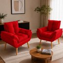 Ver imagem 1 de Kit 2 Poltronas Decorativa Estofada Sala Quarto Escritório Opala Madeira