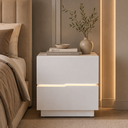 Ver imagem 5 de Mesa de Cabeceira 45cm MDF com LED 2 Gavetas Lateral Lumiar para Quarto Casal:Branco