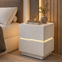 Ver imagem 1 de Mesa de Cabeceira 45cm MDF com LED 2 Gavetas Lateral Lumiar para Quarto Casal:Branco