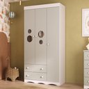 Ver imagem 1 de Guarda-roupa Infantil 92cm com Vidro 3 Portas e 2 Gavetas Sonho Multimóveis Mp4472 Branco/off White