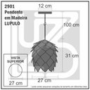 Ver imagem 3 de Lustre Pendente em Madeira - Lupulo Sucupira