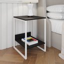 Ver imagem 1 de Mesa Cabeceira Industrial Lateral de Cama Preta Tókio Base Ferro Branco