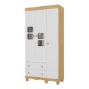 Ver imagem 2 de Guarda-roupa Infantil 92cm com Vidro 3 Portas e 2 Gavetas Luna Multimóveis Mp4412 Madeirado/branco