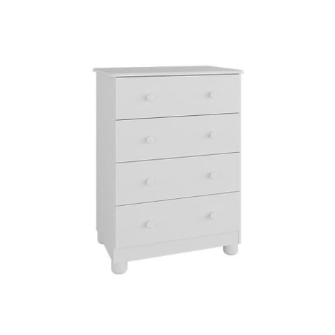 Cômoda de Quarto Júnior C/ 4 Gavetas Branco - Peroba