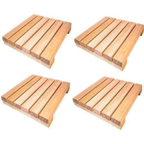 Conjunto Piso Madeira Eucalipto Para Restaurante 30x30 Vazado Technox Marrom