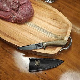 Faca Artesanal 4' Hunter Pequena Aço Carbono 5160 Full Tang Fosfatizada Imbuia e Bainha de Couro - 2