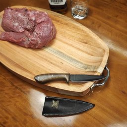 Faca Artesanal 4' Hunter Pequena Aço Carbono 5160 Full Tang Fosfatizada Imbuia e Bainha de Couro - 7