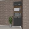 Armário Torre Quente Paneleiro de Cozinha 4 Portas e 2 Nichos para Forno e Microondas Luna e Preto - 5