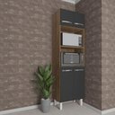 Ver imagem 6 de Armário Torre Quente Paneleiro de Cozinha 4 Portas e 2 Nichos para Forno e Microondas Luna e Preto