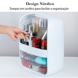 Caixa Organizadora de Maquiagem Cosméticos Com Gaveta Tampa Acrílico - Branco Genuinos Porta Maquiag - 2