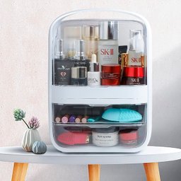Caixa Organizadora de Maquiagem Cosméticos Com Gaveta Tampa Acrílico - Branco Genuinos Porta Maquiag - 4