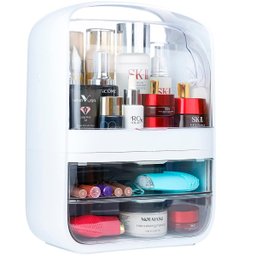 Caixa Organizadora de Maquiagem Cosméticos Com Gaveta Tampa Acrílico - Branco Genuinos Porta Maquiag - 6