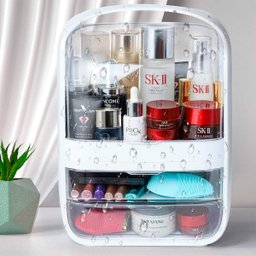 Caixa Organizadora de Maquiagem Cosméticos Com Gaveta Tampa Acrílico - Branco Genuinos Porta Maquiag - 5