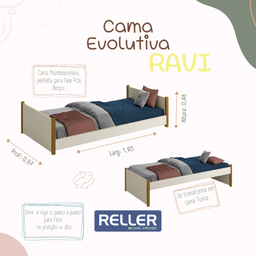 Cama Evolutiva 2 em 1 Ravi Branco/madeira Reller - 3