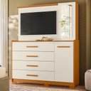 Ver imagem 1 de Cômoda com Painel TV 43" 4 Gavetas 2 Portas e Espelho Dunas Espresso Móveis Marrom/Cinamomo/Off White