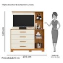 Ver imagem 5 de Cômoda com Painel TV 43" 4 Gavetas 2 Portas e Espelho Dunas Espresso Móveis