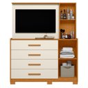 Ver imagem 5 de Cômoda com Painel TV 43" 4 Gavetas 2 Portas e Espelho Dunas Espresso Móveis Marrom/Cinamomo/Off White